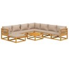 vidaXL 9 Piece Patio Furniture Set - Sectional Sofa with Taupe Cushions, Solid Acacia Wood, Modular Design for Garden/Patio/Deck - 3 of 4