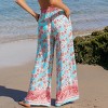 Women's Vibrant Floral Print Beach Pants with Smocked Waistband - Cupshe - 2 of 4