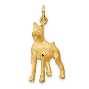 Black Bow Jewelry 14k Yellow Gold 2D Satin and Diamond Cut Boxer Pendant - 1 of 4