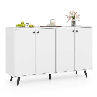 Tangkula Buffet Sideboard Mid Century Modern 4-Door Storage Cabinet with 5-Position Adjustable Shelves