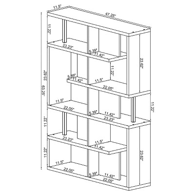 Modern White Zig Zag 5-Tier Bookcase with Chrome Accents