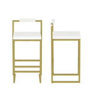 Gulches Gold Creamy White Velvet Counter Height Bar Stool Set of 2 with Footrest Metal Frame 220lb - 1 of 4