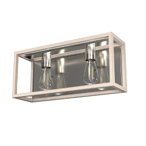 Hunter Fans 17" Squire Manor Wall Light Brushed Nickel Finish - 2 Bulb Modern Farmhouse Design for Damp Rated Spaces - 1 of 1