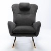 Aukfa Soft Teddy Fabric Rocking Chair w/Pocket - Ergonomic Nursery Glider, Solid Wood Base, 258LB Capacity for Living Room & Bedroom - 4 of 4