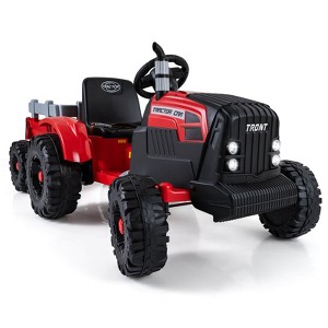 Costway 24V Ride On Tractor for Kids with Detachable Trailer Remote Control Music Green/Pink/Red/Dark Green - 1 of 4