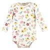 Hudson Baby Infant Girl Long-Sleeve Bodysuits and Pants, Soft Painted Floral Long-Sleeve - 4 of 4