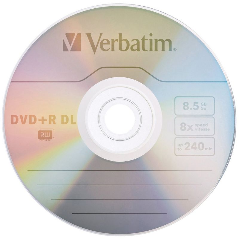 Verbatim DVD+R DL 8.5GB 8X with Branded Surface - 50pk Spindle - 120mm - 4 Hour Maximum Recording Time, 2 of 3