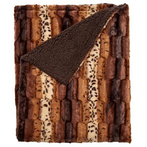 BrylaneHome Faux Fur Animal Print Blanket - 1 of 3