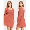 EXLURA Women's 2025 Summer Long Sleeve Party Swiss Dot Dress Smocked Ruffle Cocktail Mini Dresses - 3 of 4