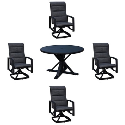 Santorini 5pc Motion 48" Round Dining Set - Black - Courtyard Casual