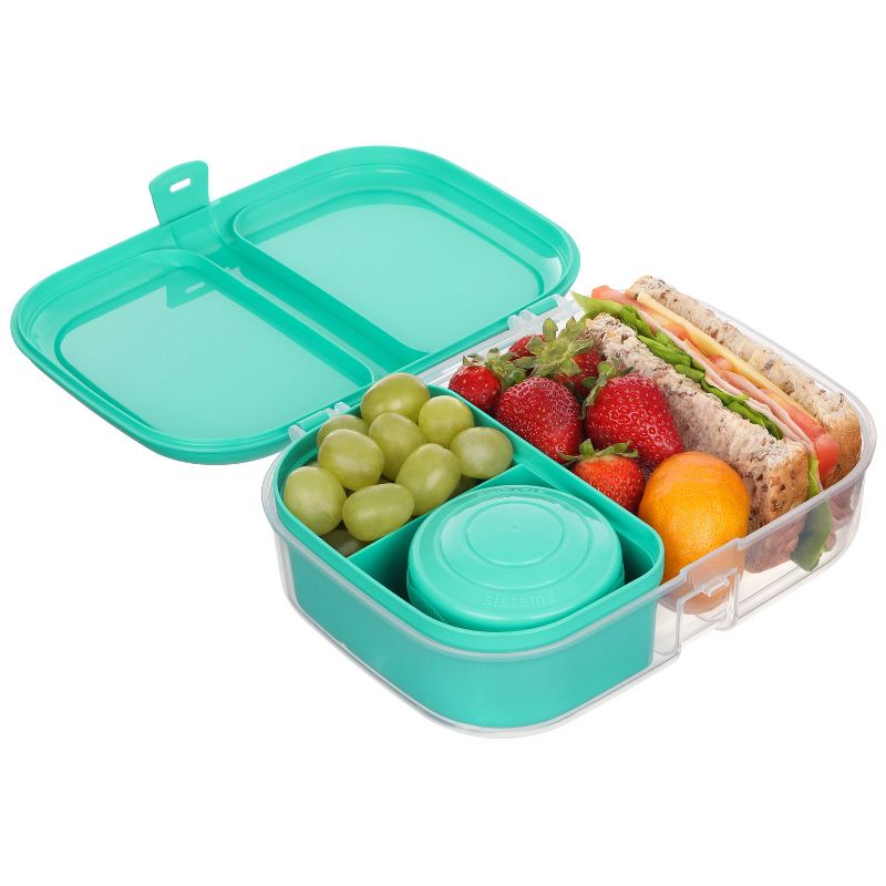 sistema 37.8oz Plastic Bento Ribbon Food Storage Box Green, 3 of 6