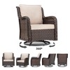 Outdoor Porch Chairs with Table, 3-Piece Wicker Glider Rocking Chair Set, 360° Swivel Patio Furniture - 3 of 4