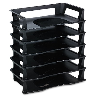 Rubbermaid Regeneration Letter Tray Six Tier Plastic Black 86028