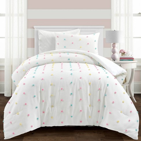 2pc Twin twin Xl Rainbow Tufted Dot Oversized Kids Comforter Set Lush Decor Target