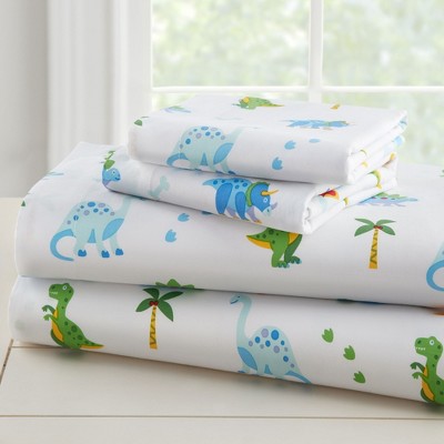 Dinosaur Land 100% Organic Cotton Flannel Sheet Set - Toddler