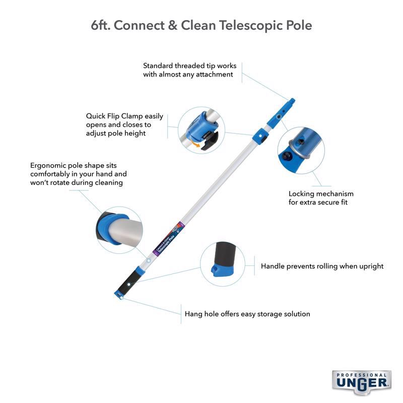 Unger Telescoping 6 ft. L X 2 in. D Aluminum Extension Pole Blue/White, 2 of 6