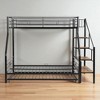 Twin Over Full Metal Bunk Bed with Trundle and Storage Staircase, Convertible Ladder, Silver Frame for Kids and Teens - 3 of 4