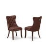 East West Furniture, 5 Piece Modern Dining Table Set Includes a Square Kitchen Table and 4 Upholstered Parson Chairs, Mahogany - 4 of 4