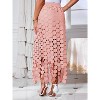 Boho Hollow Out Maxi Skirt for Women, High Waisted Long Skirt with Fringe Hem for Summer Light Pink - 2 of 4