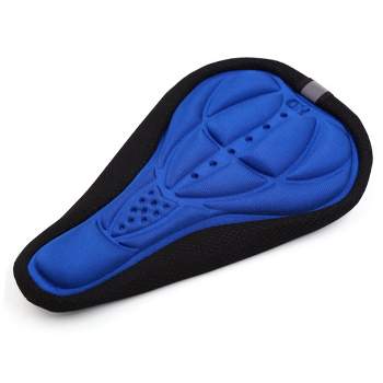 Unique Bargains Bike Bicycle Soft Comfort Silicone Padded Saddle Seat Cover Cushion Pad Blue