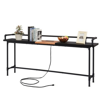 VECELO Narrow Console Table with Charging Station & Power Outlet