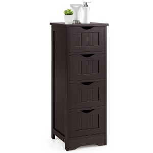 Costway 32.5'' Bathroom Floor Cabinet with Anti-tipping Device Freestanding Towel Cabinet - 1 of 4