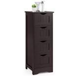 Costway 4-Drawer Bathroom Floor Cabinet Free Standing Storage Side Organizer Black/Espresso