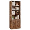 71.4" Tall Bookcases and Bookshelves, Farmhouse Bookshelf, Industrial Large Bookcase with Doors and Open Shelves - 3 of 4