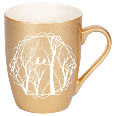 Elanze Designs Birds and Branches Vegas Gold 10 ounce New Bone China Coffee Cup Mug