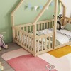 Okak Modern Wood Floor Bed Twin/Full Size House-Shaped Bed Frame with Fence Guardrails for Toddlers/Kids Bedroom - 4 of 4
