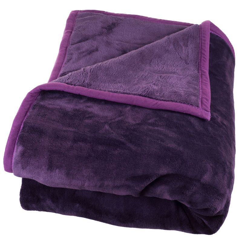 Lavish Home Solid Soft Heavy Thick Plush Mink Blanket 8 pound - Purple, 2 of 5