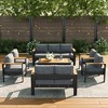 LayinSun 7 Pieces Aluminum Outdoor Patio Furniture Set with Coffee Table, Outside Metal Patio Conversation Sets with Deep Seating and Thick Cushions - 2 of 4