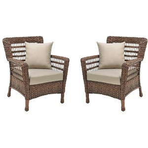 Jiallo Modern Concept Faux Sea Grass Resin Rattan Patio Chairs set (Set of 2 Armchairs) - 1 of 3