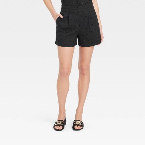 Women's High-rise Eyelet Shorts - A New Day™ Black 6 : Target