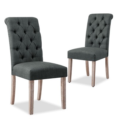 Subrtex Modern Linen Fabric Dining Chair For Home/Kitchen/Living Room, Set Of 2