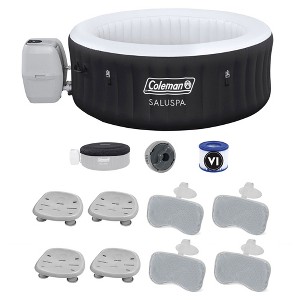 Bestway Coleman Miami AirJet Inflatable Hot Tub with EnergySense Cover, 4-Pack of SaluSpa Spa Seat and 4 Sets of SaluSpa Padded Headrest Pillows - 1 of 4