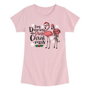Girls' - Instant Message - Im Dreaming of a Pink Christmas Fitted Short Sleeve Graphic T-Shirt - 1 of 4