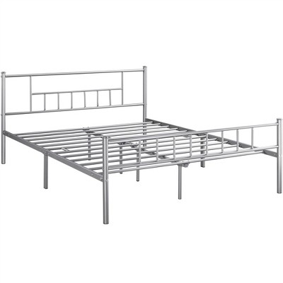 Yaheetech Basic Metal Bed Frame With Headboard And Footboard, Silver ...