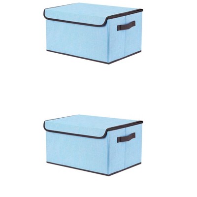 REGALWOVEN Fabric Shelves Closet Collapsible Storage Bin Cube with Handles and Lid 2 Pcs