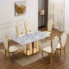 70 Inch Modern Design Dining Table, Rectangular Dining Table for 6–8 People, Faux Marble Table Top with Gold Stainless Steel Base-Cuddlewood - 3 of 4