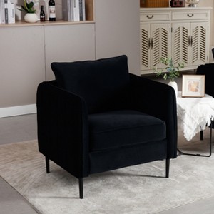 GDFStudio Lawson Mid-Century Modern Modern 35" Metal and Velvet Upholstered Accent Chair with 1 Pillow - 1 of 4