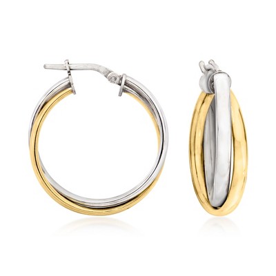 Ross-Simons Italian Sterling Silver and 18kt Gold Over Sterling Double-Hoop Earrings