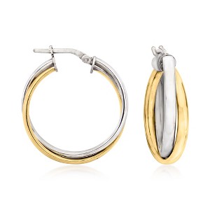 Ross-Simons Italian Sterling Silver and 18kt Gold Over Sterling Double-Hoop Earrings - 1 of 3
