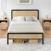 Metal Rattan Bed, Full Size Bed Frame - Rattan Headboard with Metal Bed Body, Platform Design for Stable Support, No Box Spring Needed - 2 of 4