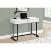 Monarch Specialties Computer Desk Home Office Laptop Storage Drawers 42InchL Work Metal Laminate Glossy White Black Contemporary Modern - 2 of 4