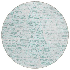 Aqua And Ivory Geometric Washable Indoor Outdoor Area Rug - 1 of 4