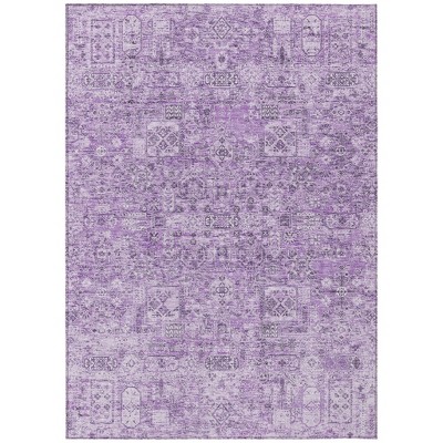 Lilac And Purple Floral Washable Indoor Outdoor Area Rug