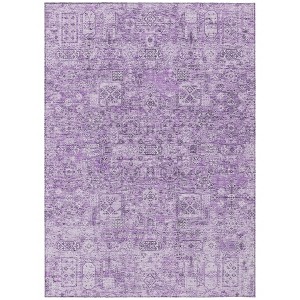 Lilac And Purple Floral Washable Indoor Outdoor Area Rug - 1 of 4