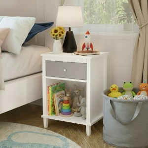 FONTOI 26.7"H Nightstand with Open Storage Shelf, Wood Nightstand with Drawer and Shelf, Bedside End Table for Kids' Room Bedroom Nursery - 1 of 4