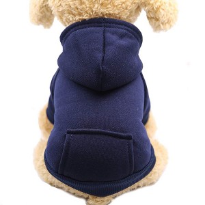 Gooby Winter Dog Hoodie Sweatshirts with Pockets Warm Dog Clothes for Small Dogs Chihuahua Coat Clothing Puppy Cat Custume (Navy, Medium) - 1 of 1
